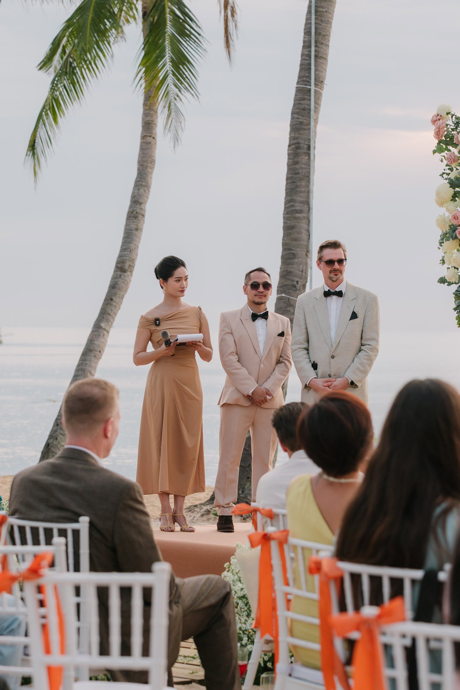 MC service at beach wedding in Phu Quoc island at sunset